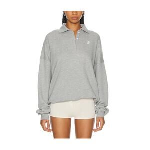 Eterne Oversized Polo Grey Cotton Sweatshirt Size XS